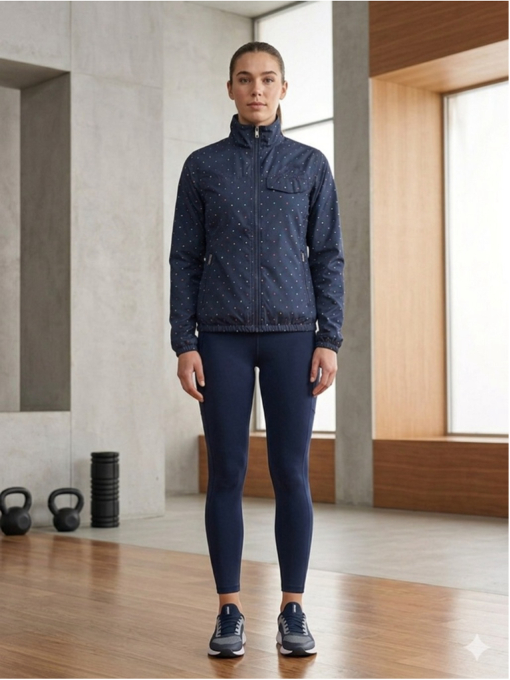 The North Face Women's Windbreaker Polka Dot Jacket Navy Blue Full Zip Size S - Picture 2 of 13